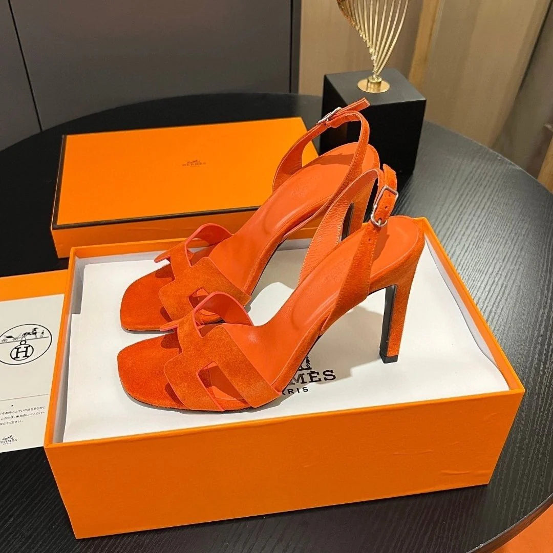 New Leather One Word Sandals High Heels 1024030625