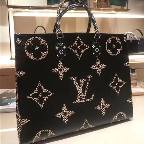 Black and Orange Jungle Giant Monogram OnTheGo Tote GM, 2019