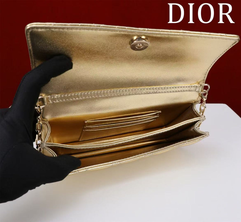 CD 25 Bag Gold Metalic Lambskin
