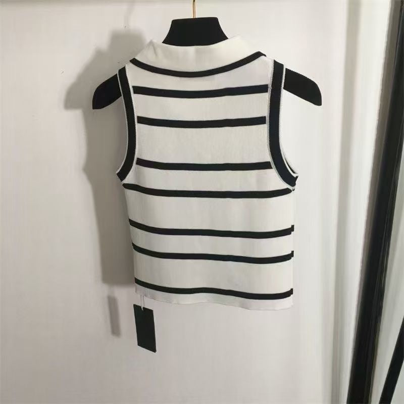 New Fashion Women's YS Striped Polo Knit Tank Top PD1326091809