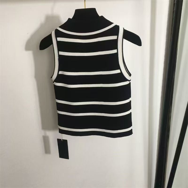 New Fashion Women's YS Striped Polo Knit Tank Top PD1326091809