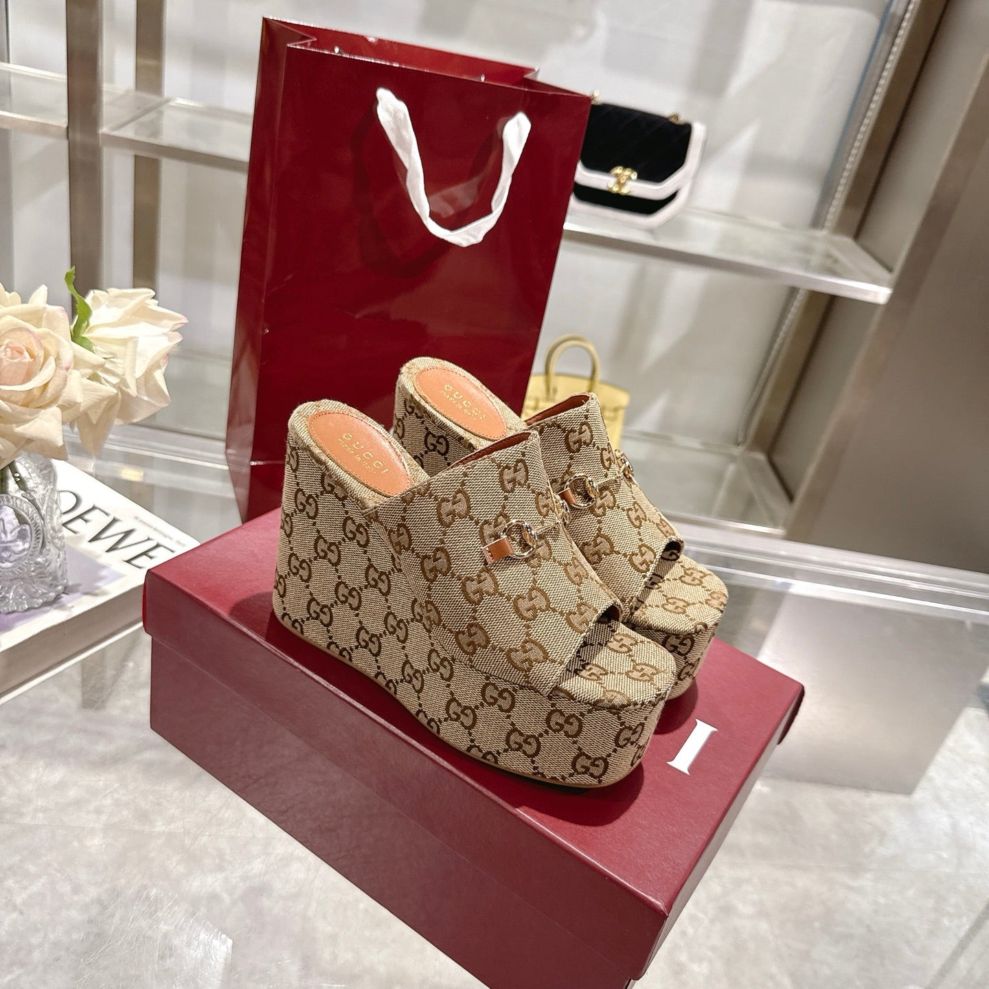25 ladies metal buckle wedge-heeled platform slippers XC0425050604