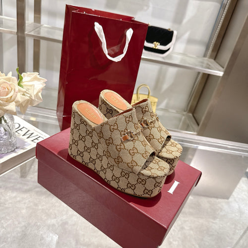 25 ladies metal buckle wedge-heeled platform slippers XC0425050604