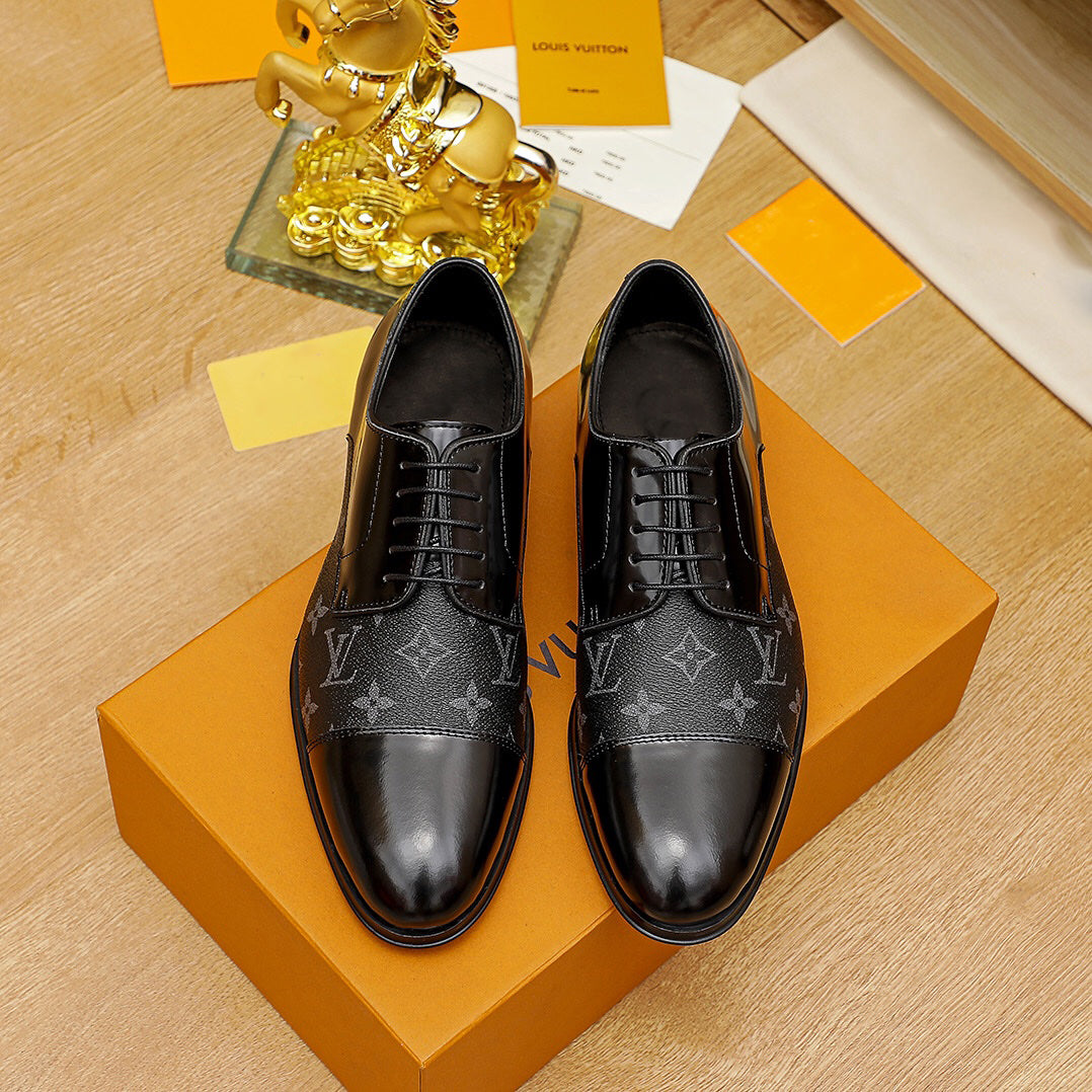 Black Panel Men's Classic Dress Shoes