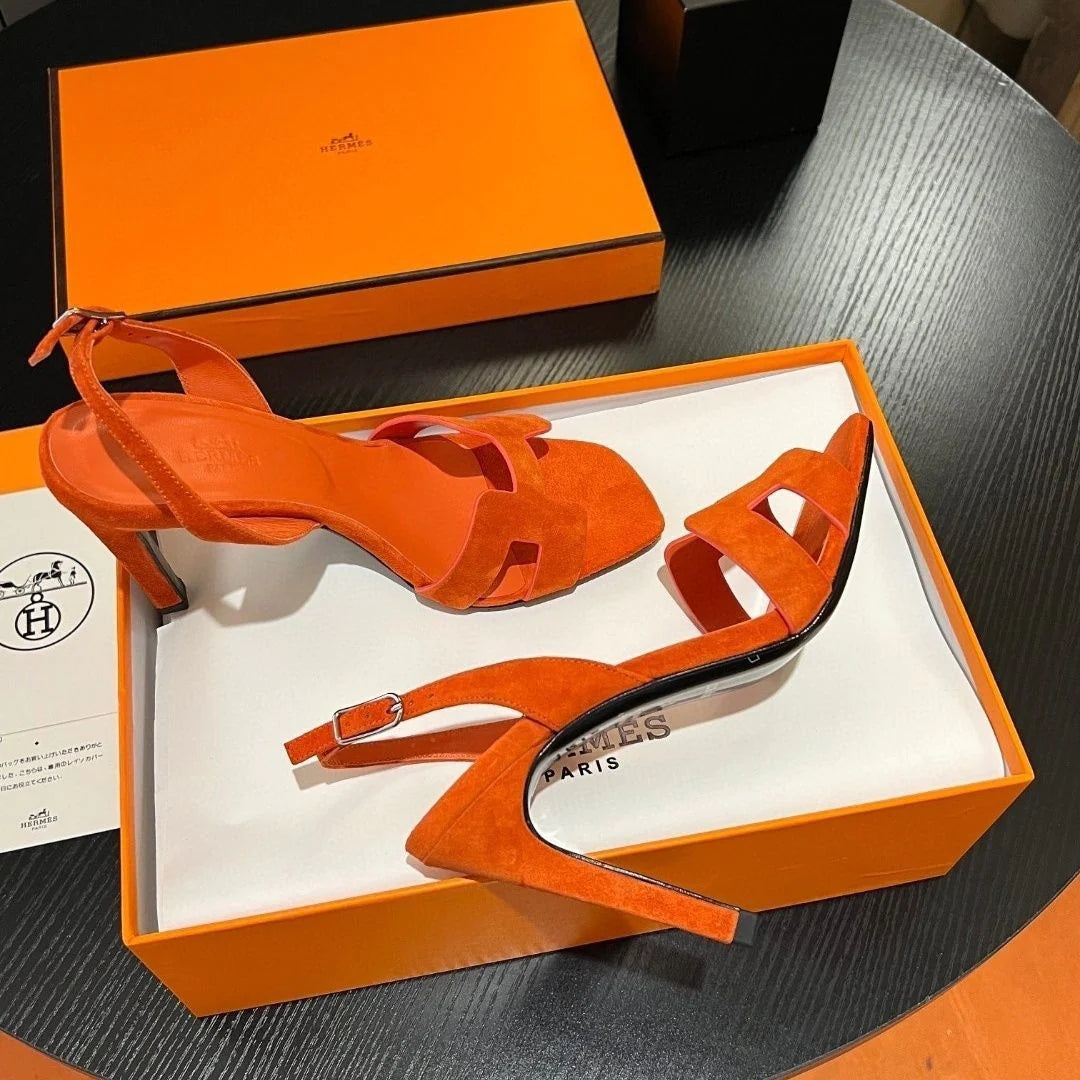 New Leather One Word Sandals High Heels 1024030625