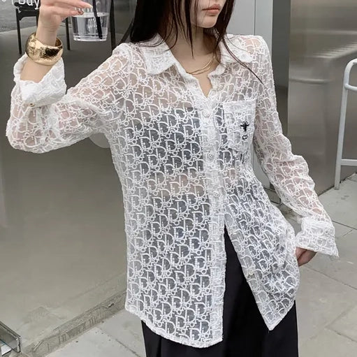 New lace micro-sheer sun protection shirt　1025042811