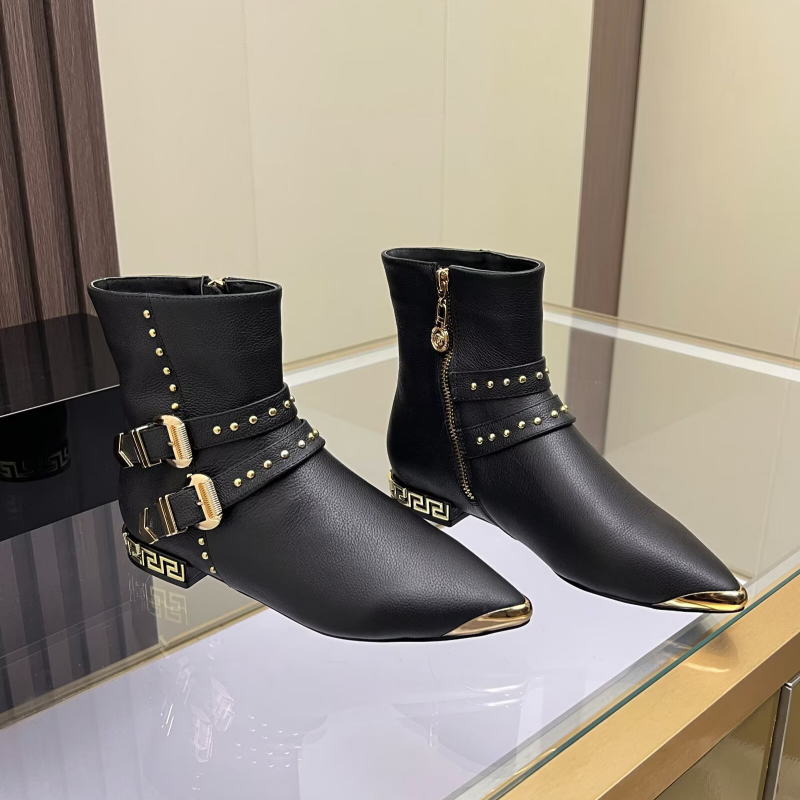 New Fashion Women's Rivet Buckle Pointed Toe Ankle Boots XC1326092027