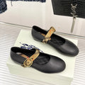 BB Robin Mary Jane Flats Check Strap Black Leather 956170