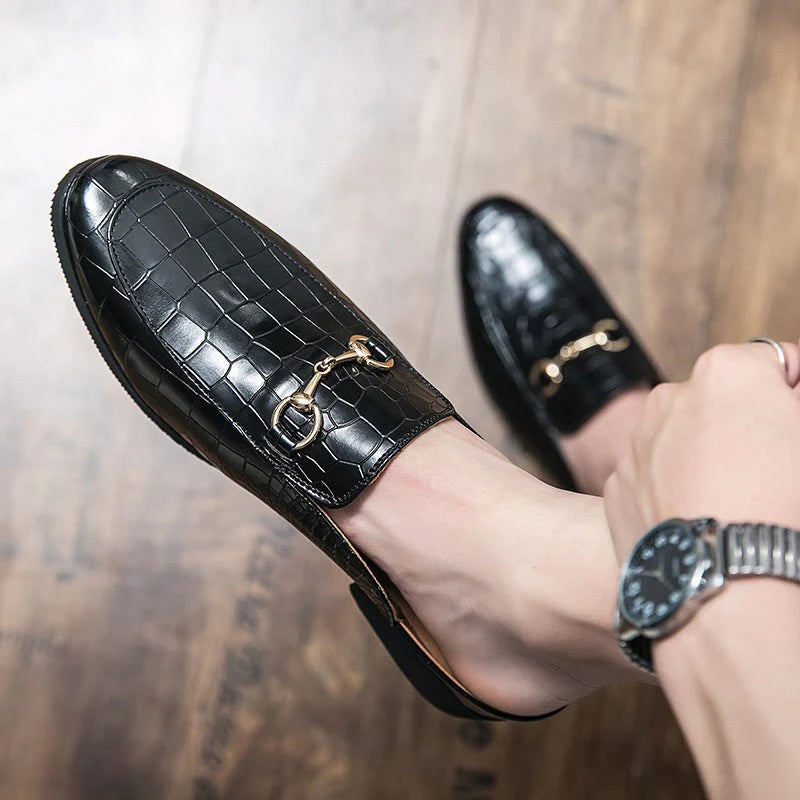 Men's Horsebit Half Slipper Leather Shoes