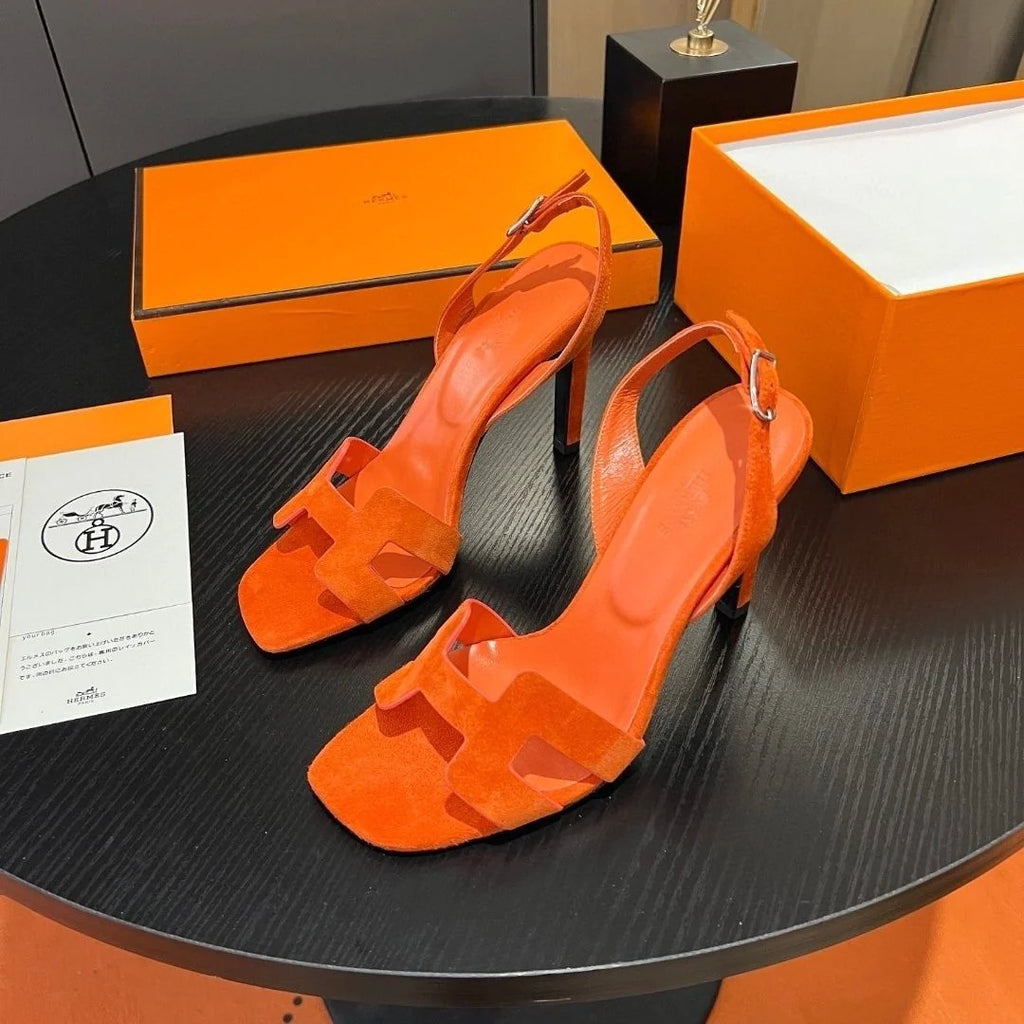 New Leather One Word Sandals High Heels 1024030625