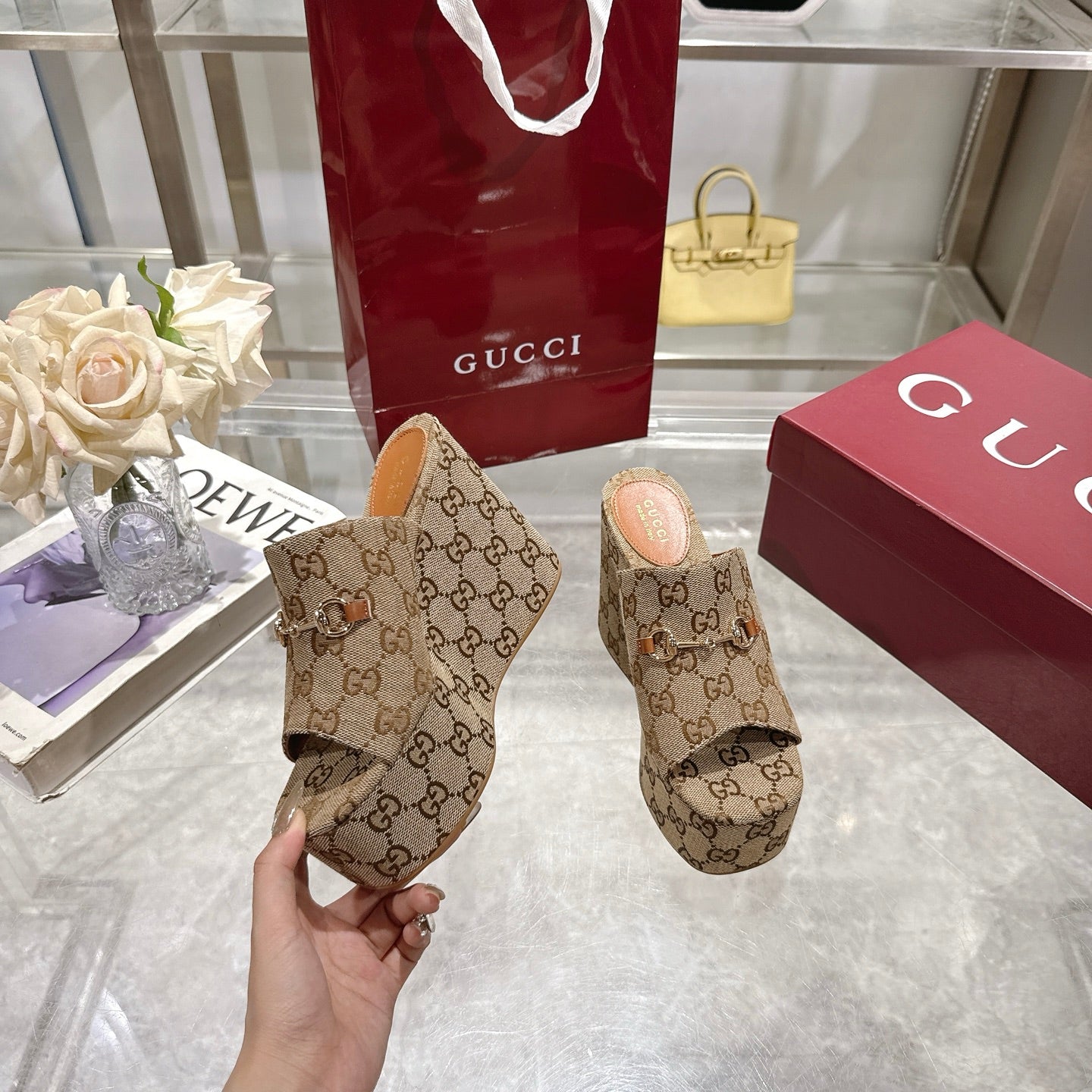 25 ladies metal buckle wedge-heeled platform slippers XC0425050604