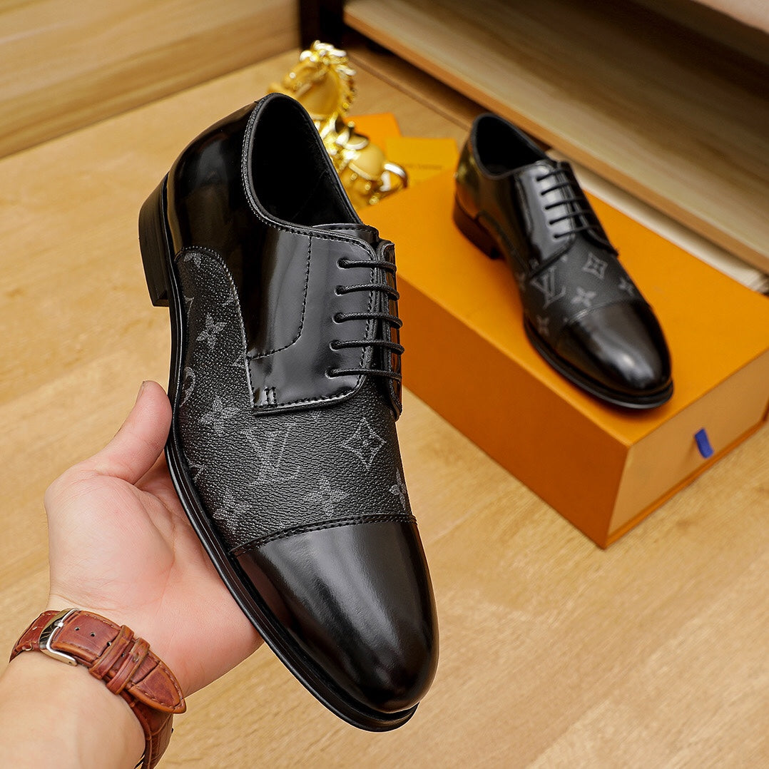 Black Panel Men's Classic Dress Shoes