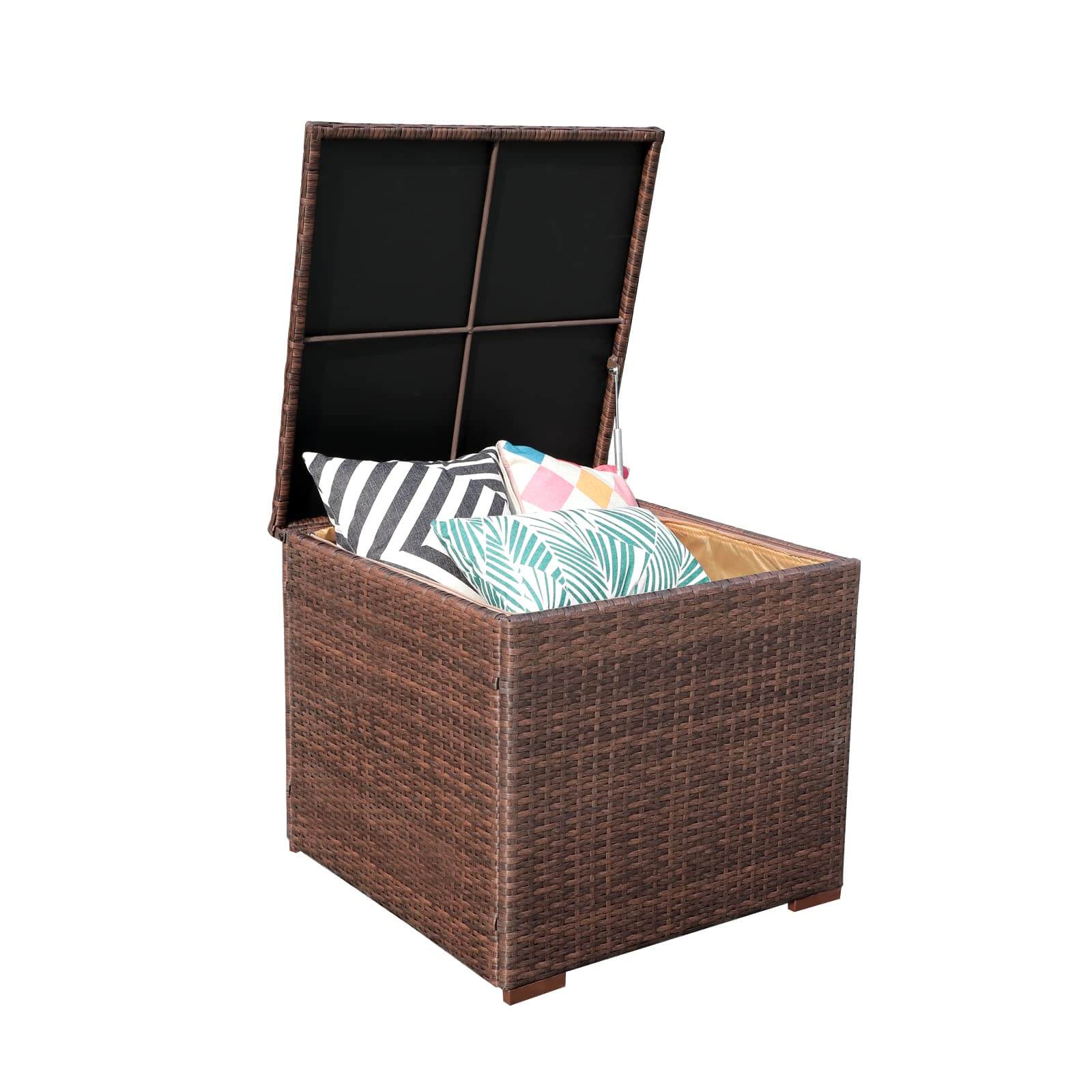 88 Gallon Waterproof Outdoor Storage Box Wicker Deck Box for Patio Furniture