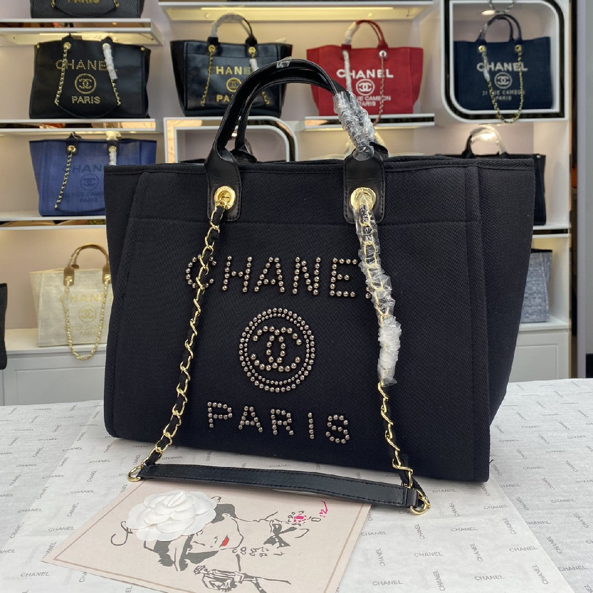 4 Colors Maxi Shopping Bag With Pearls