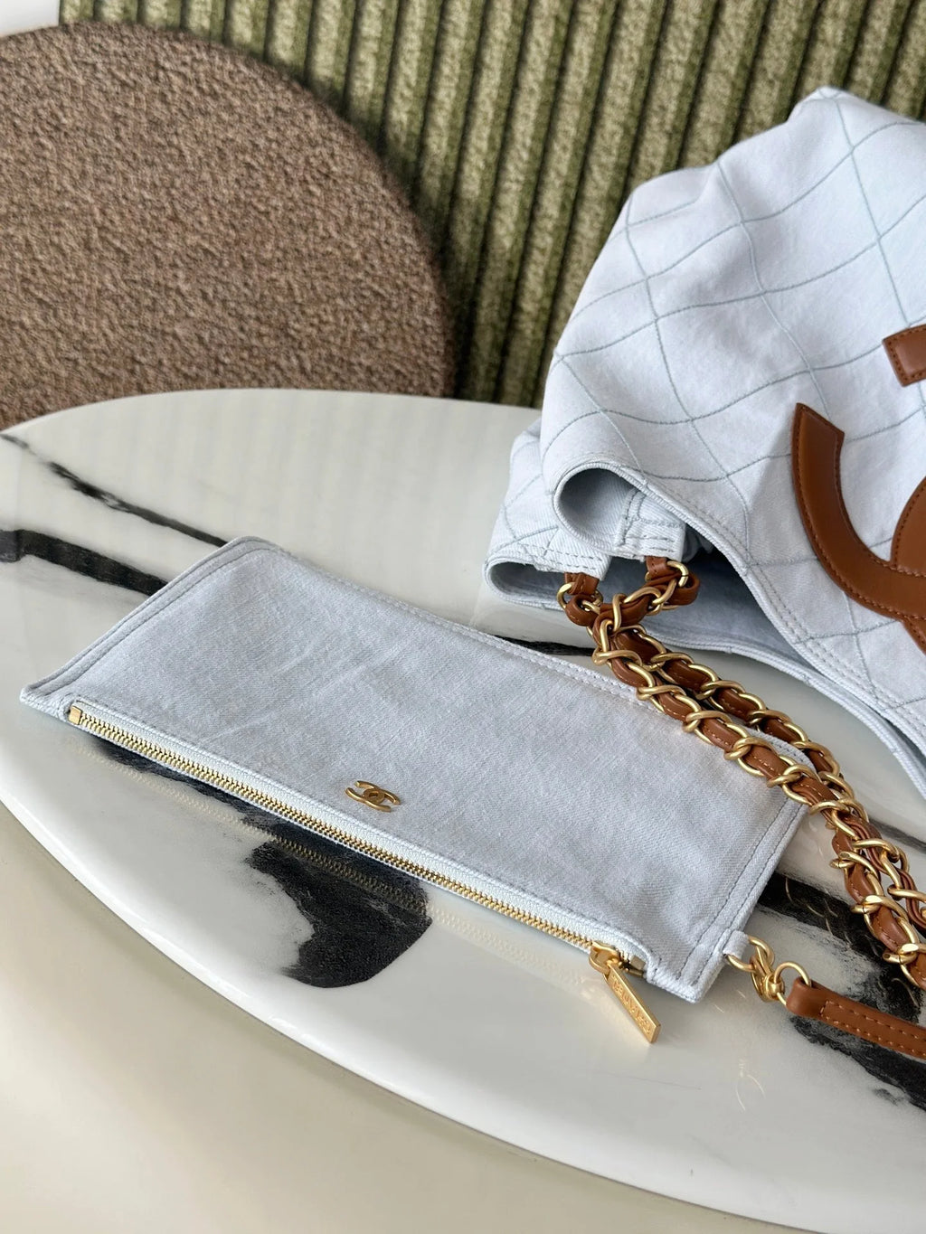 CC Coco Beach 2026 Small Tote Brown White Calfskin