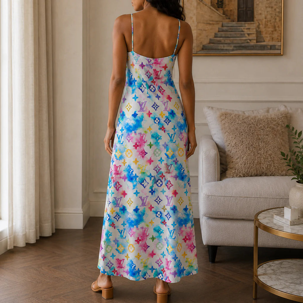 Classic Print V-Neck Pocket Cami Dress 3D1026070337