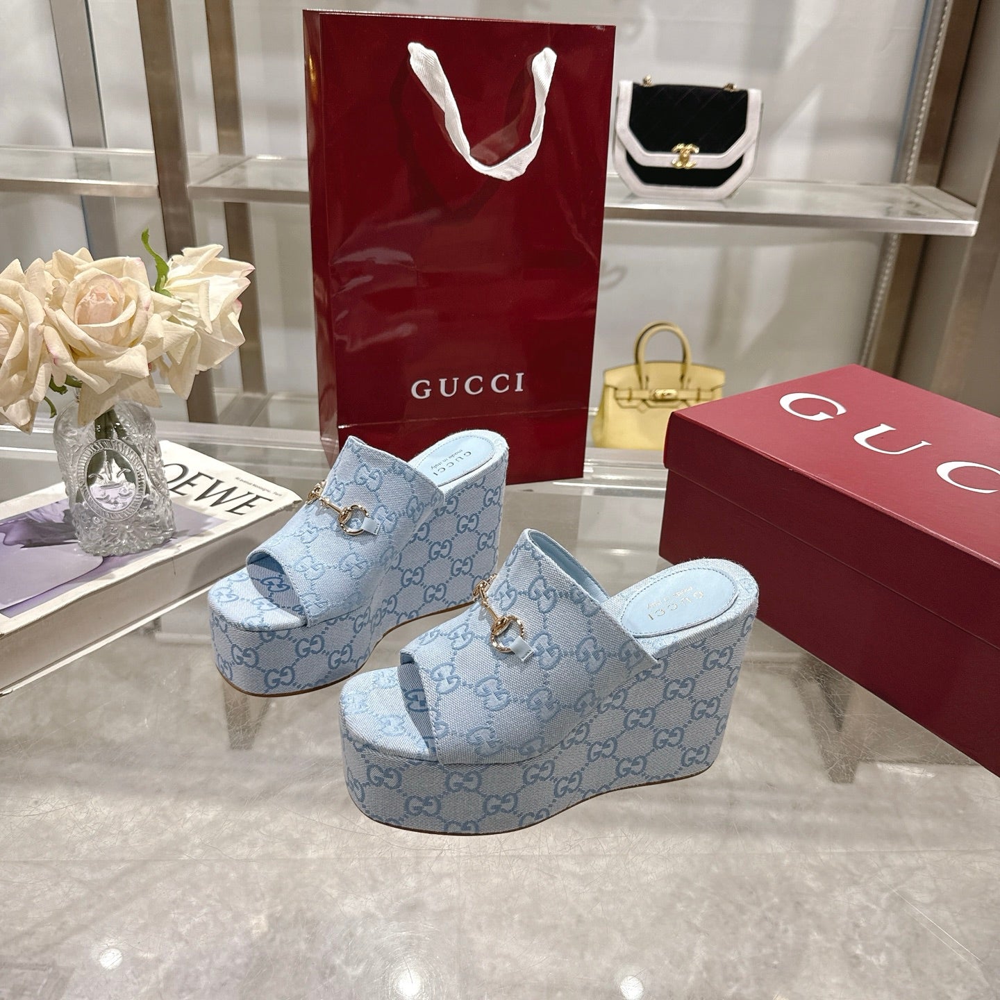 25 ladies metal buckle wedge-heeled platform slippers XC0425050604
