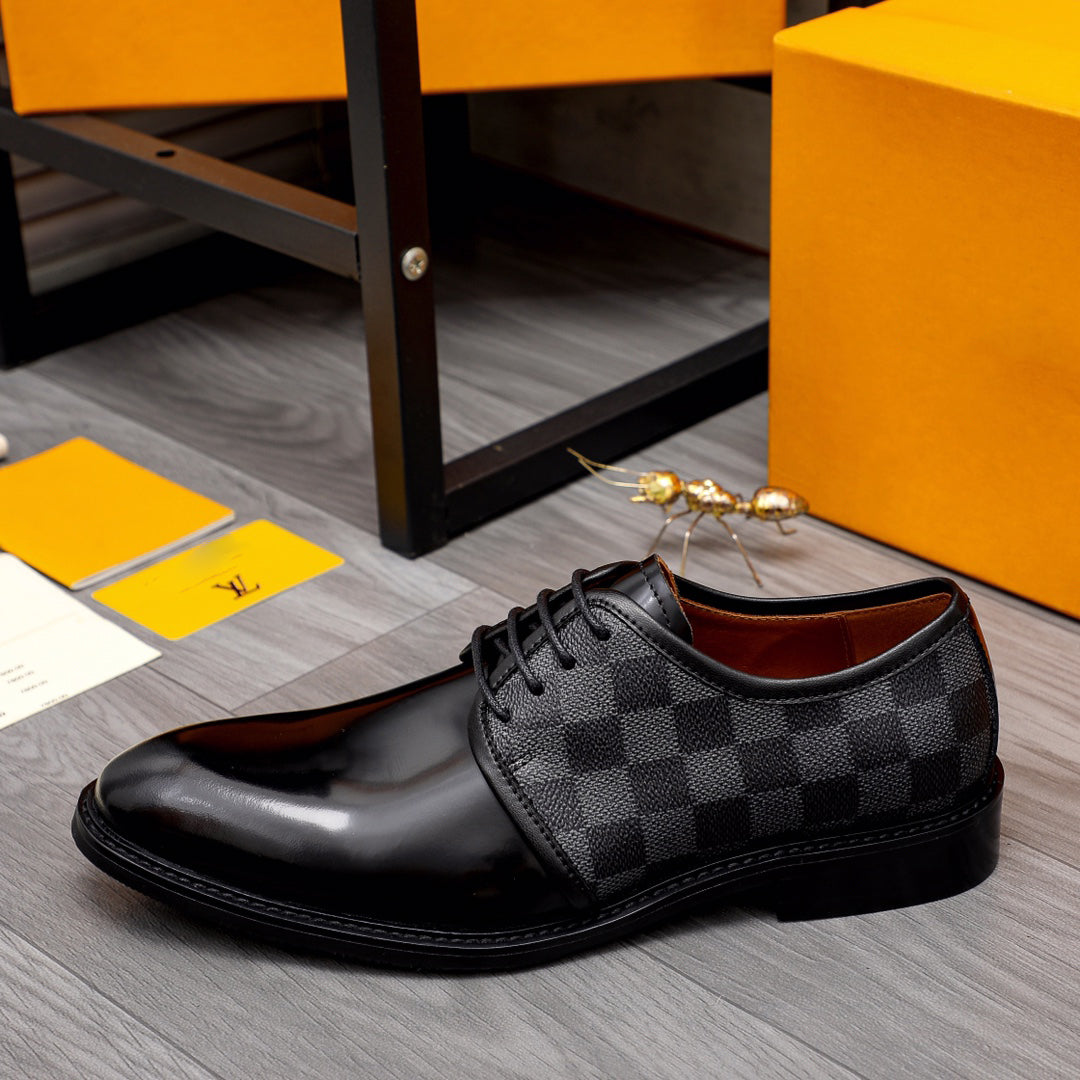 New fashion lace up letter formal leather shoes all-match banquet shoes