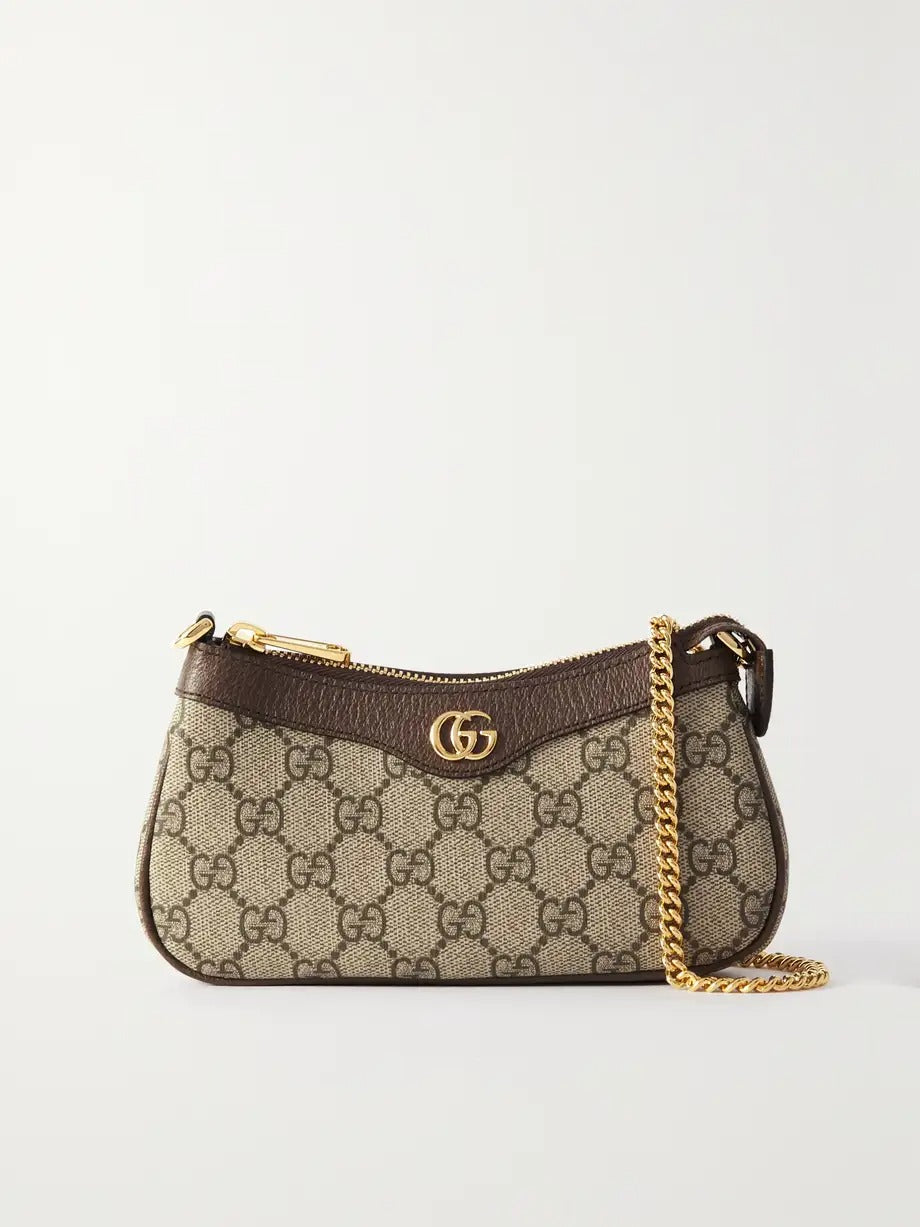 G Ophidia mini textured leather-trimmed printed coated-canvas shoulder bag 0424061410