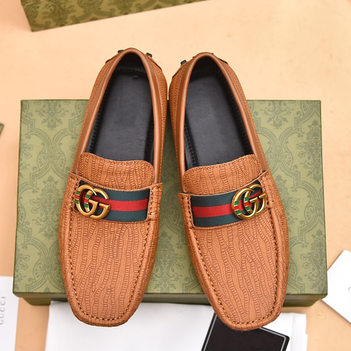 Fashion roots stripes formal dress slip on shoes