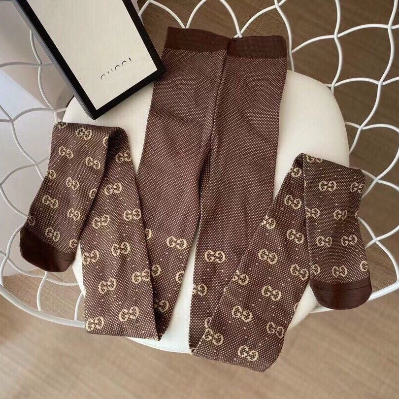 All-match Logo Luxury One-piece pantyhose, leggings Pure cotton socks PD0423102501