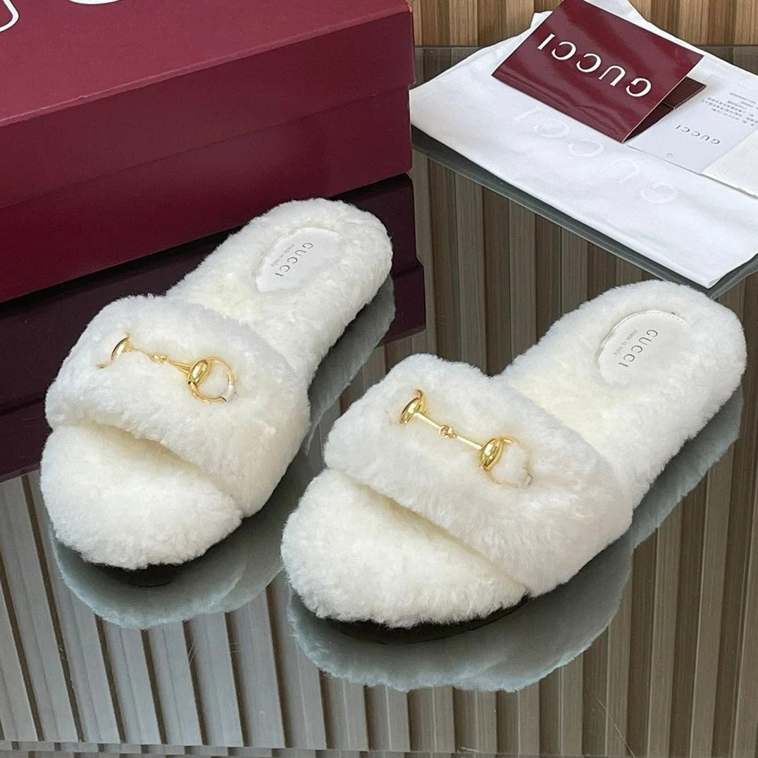 GG  2025 Horsebit Slipper Black Wool 562869