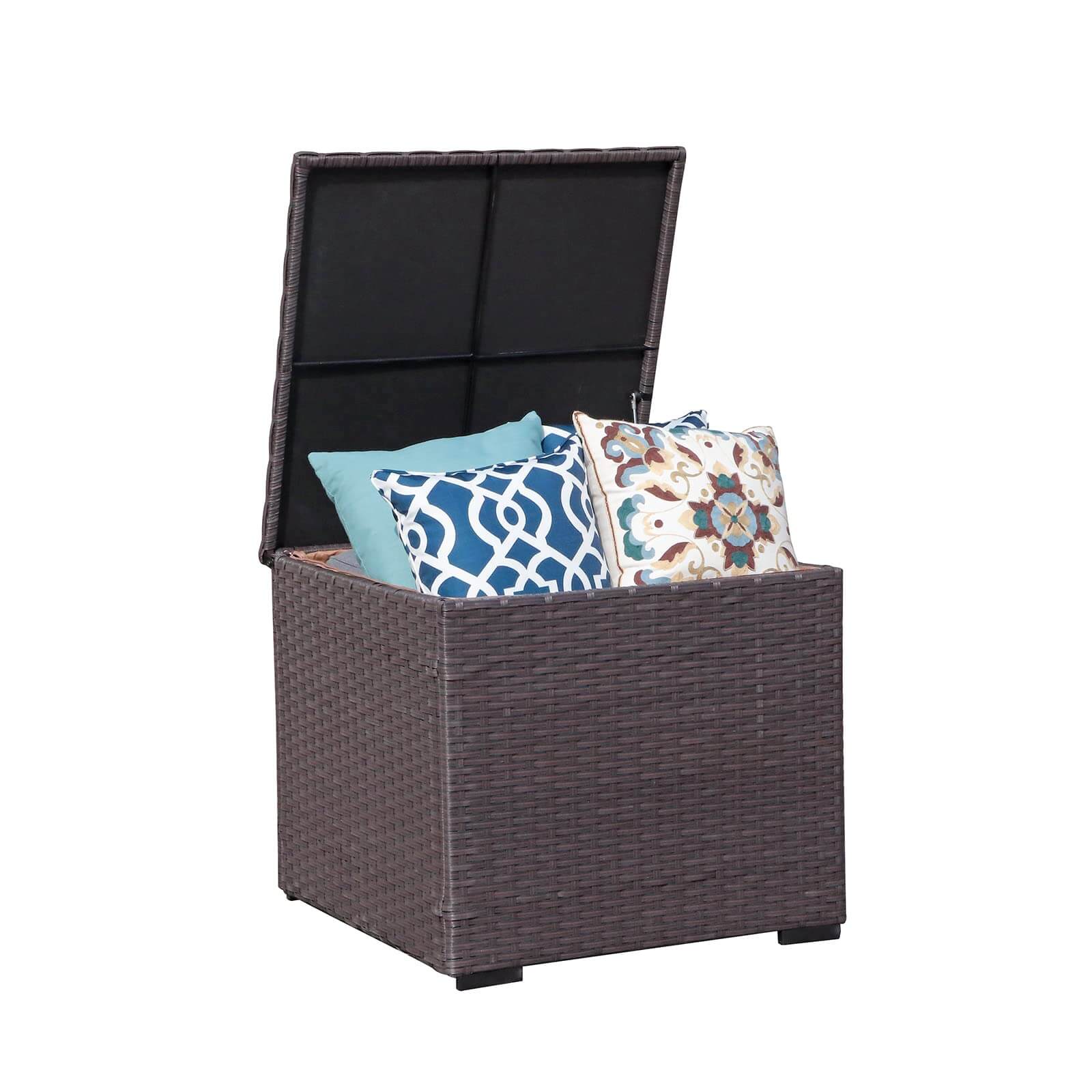 88 Gallon Waterproof Outdoor Storage Box Wicker Deck Box for Patio Furniture