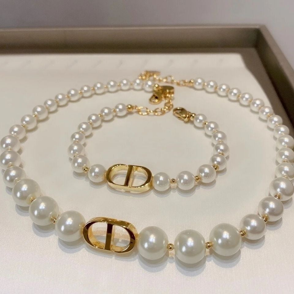 D letter star pearl necklace PD0425071817