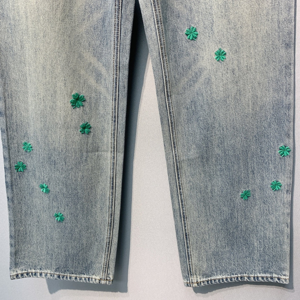 CD Four-Leaf Clover Embroidered Jeans Blue Stonewashed Cotton 350918