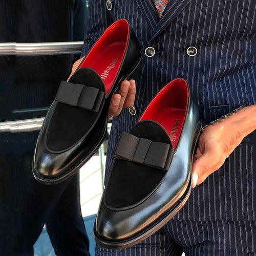 BLACK CLASSIC BOW LOAFERS