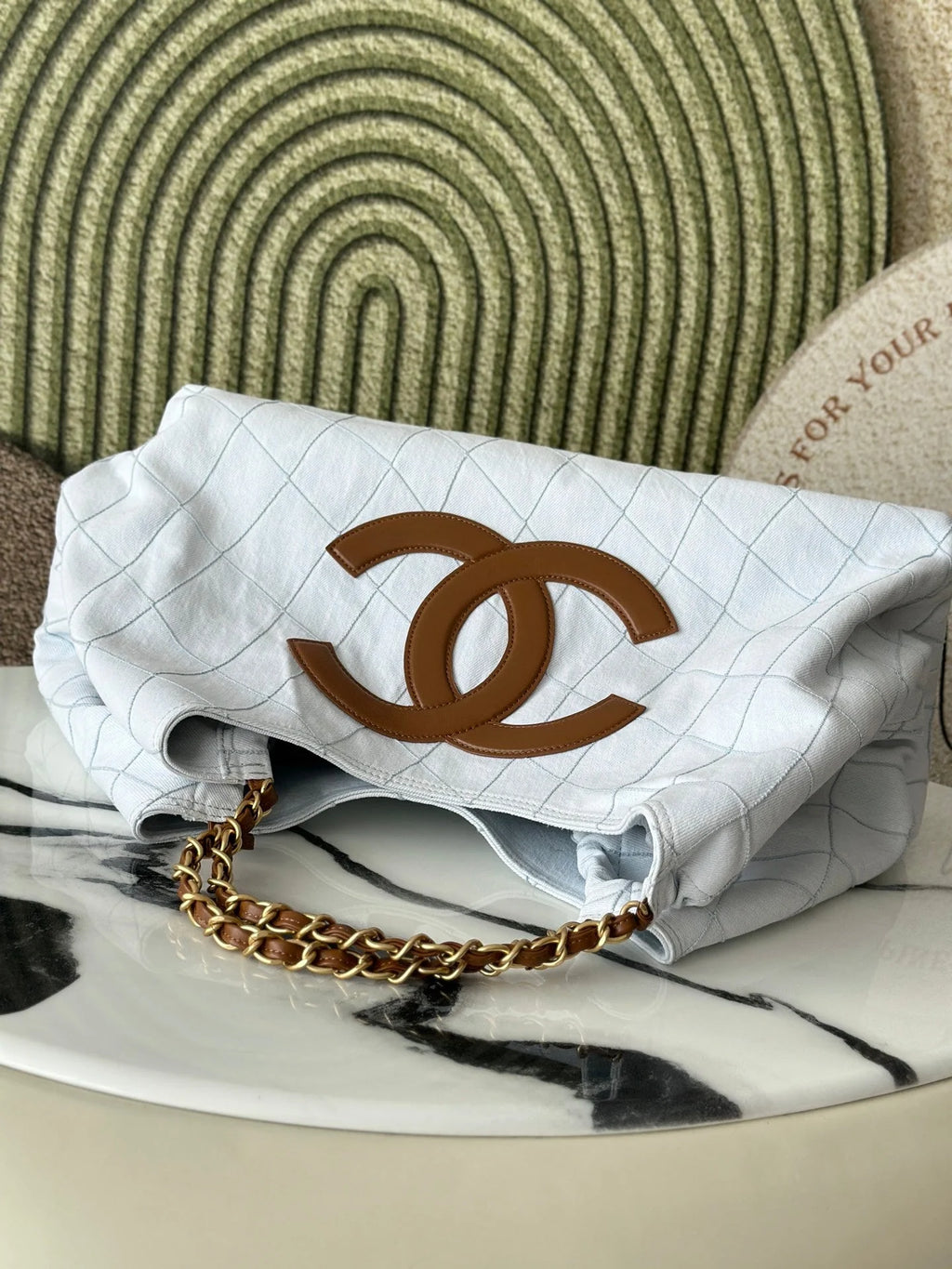 CC Coco Beach 2026 Small Tote Brown White Calfskin