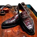Classic brown red men's leather formal loafers leather shoes