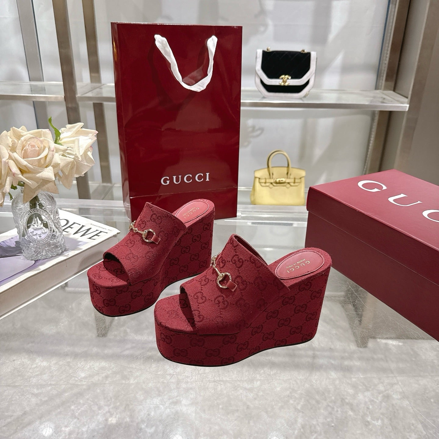 25 ladies metal buckle wedge-heeled platform slippers XC0425050604