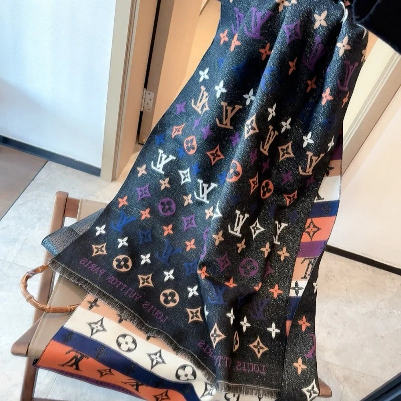New Fashion Color Monogram Glitter Yarn Double Sided Scarf ZJN1326091413