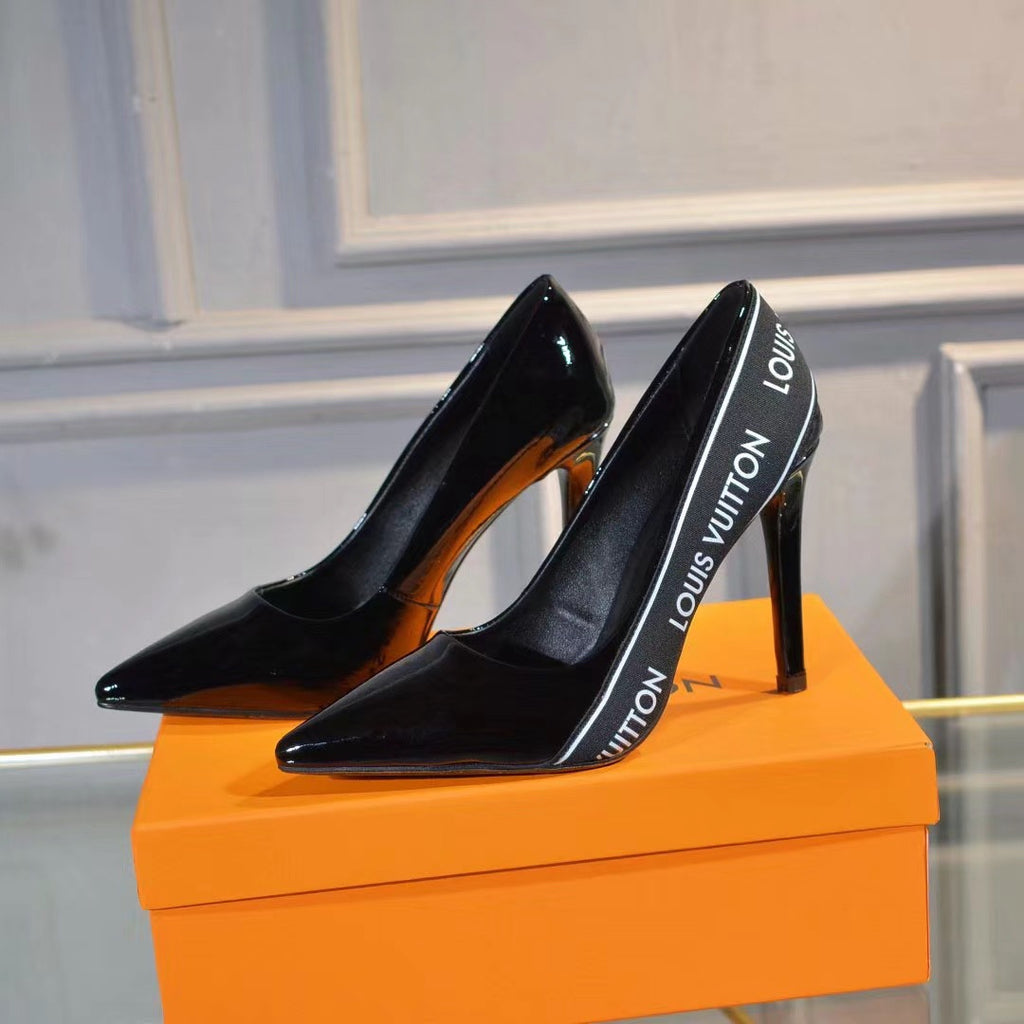 New black letter strap high-heeled stiletto shoes XC16042706