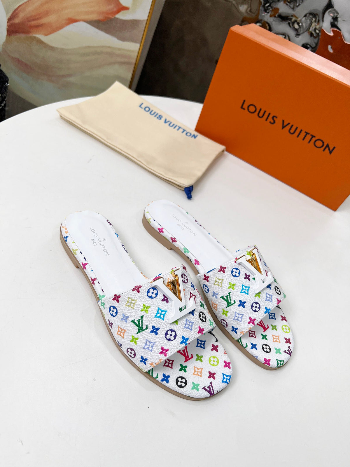 New V logo printed sandals fashion casual flip flops 0425040915