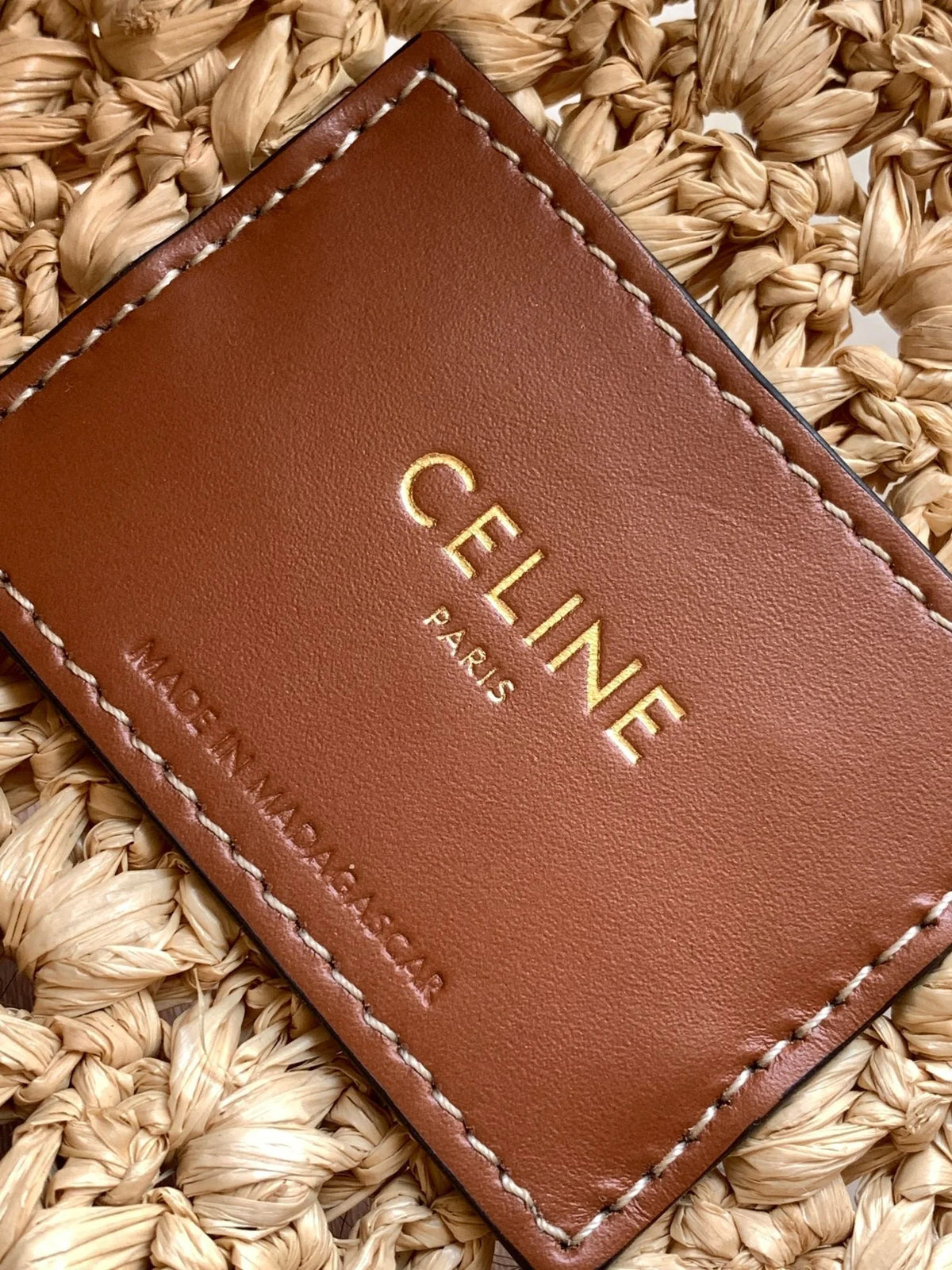 celin classic panier 33cm hobo bag raffia and brown calfskin