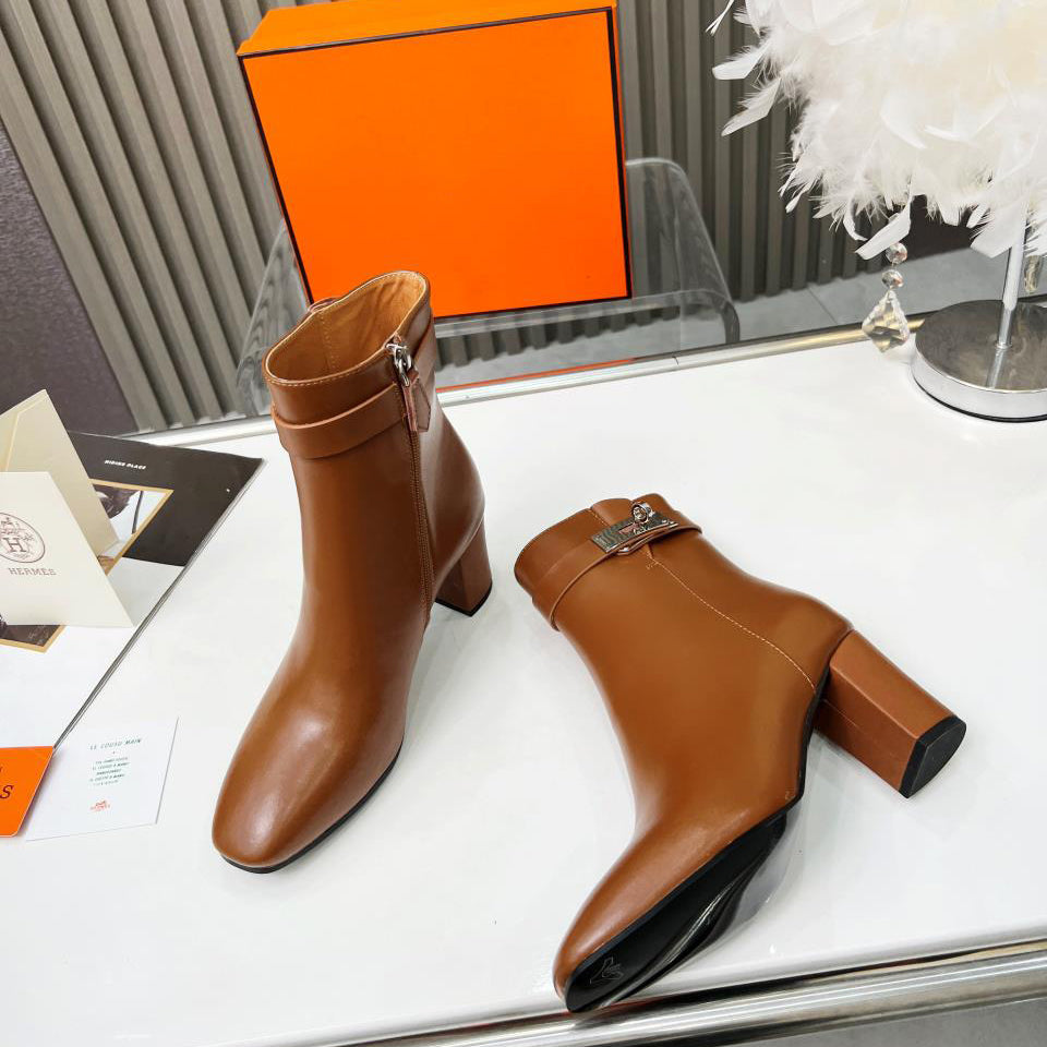 Black High Quality Leather women's High heeled bootsXC052023110705