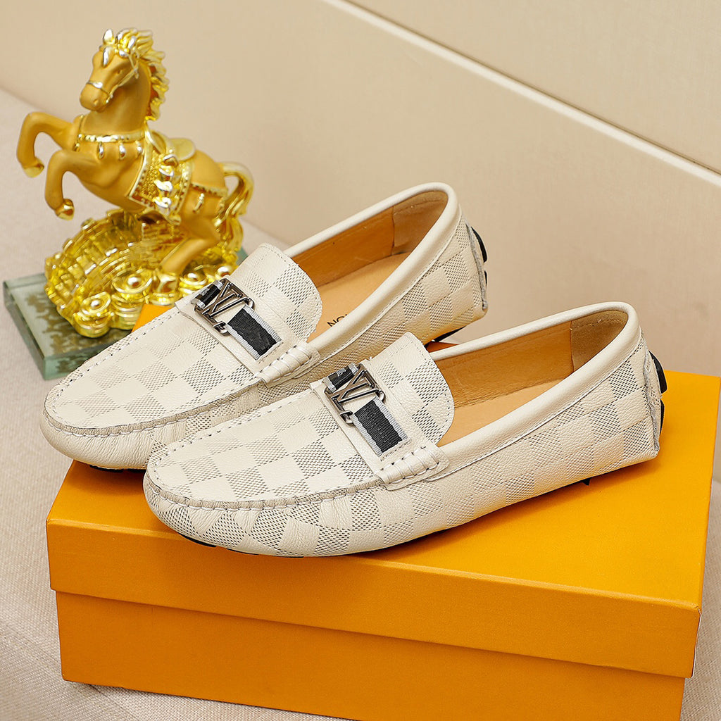 White Leather Fashion Men's Dress Loafers