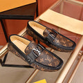 Men's V-shaped flower brown loafers