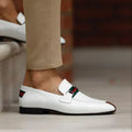 White Men's Classic Dress Shoes Black Penny Loafer 02062901