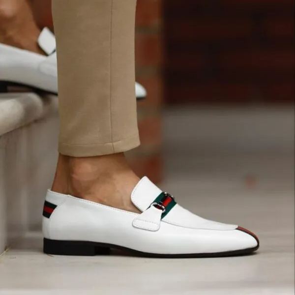 White Men's Classic Dress Shoes Black Penny Loafer 02062901