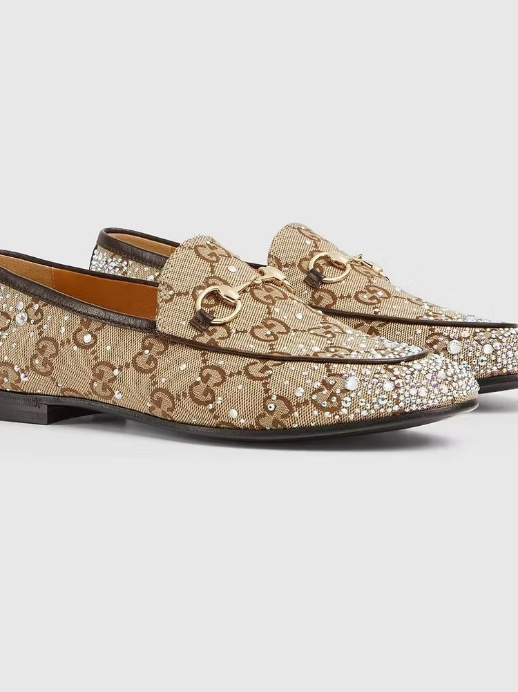 Women's New Rhinestone Horsebit Buckle Loafers 1025011710