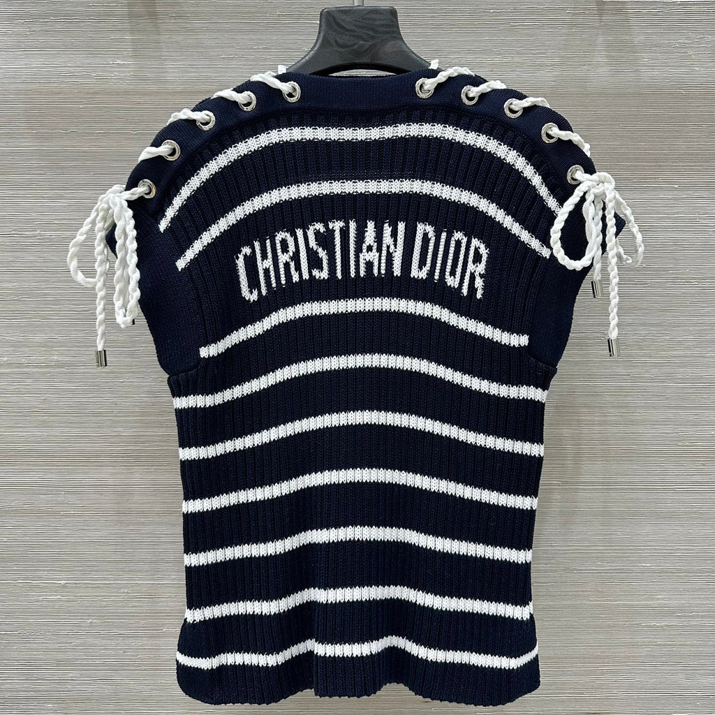 Slant Shoulder Striped Knit Top 1025070309
