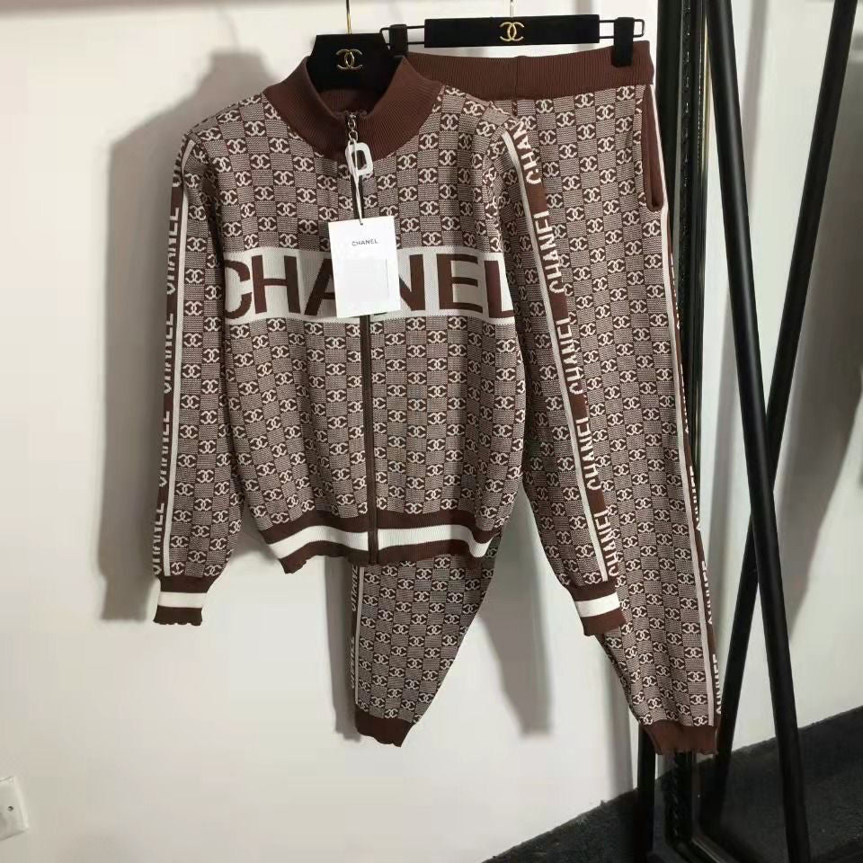Fashion casual sports hooded knit suit PD1023081725