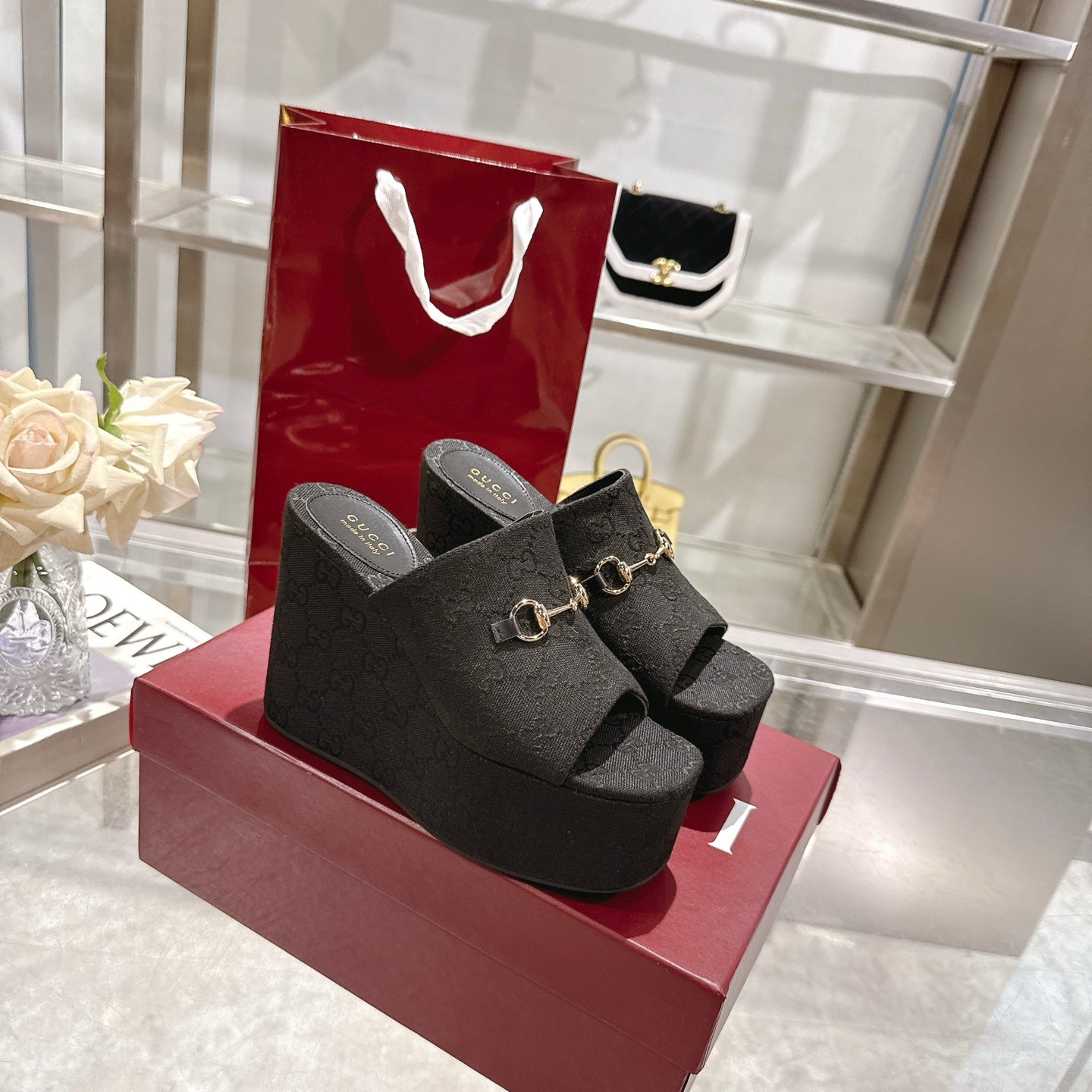 25 ladies metal buckle wedge-heeled platform slippers XC0425050604