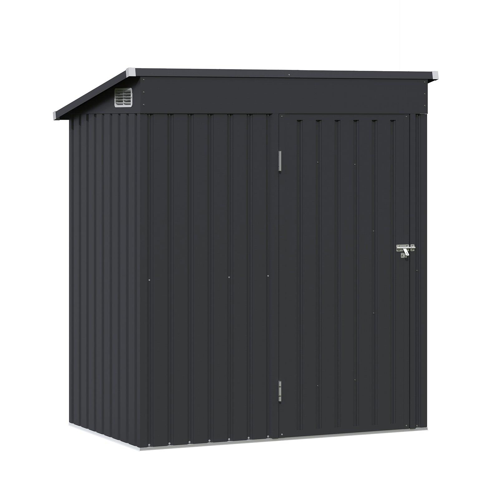 5'x 3' Outdoor Storage Shed, Metal Garden Tool Shed for Backyard, Patio, Lawn, Black