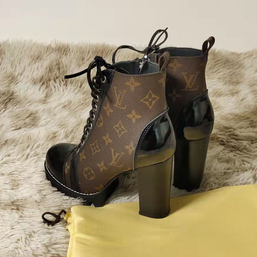 New autumn and winter British style thick-soled women's shoes thick heel round toe thin belt side zipper short boots non-slip wear-resistant boots