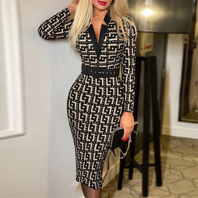 Fashion new printed long sleeve dress PF1023092008