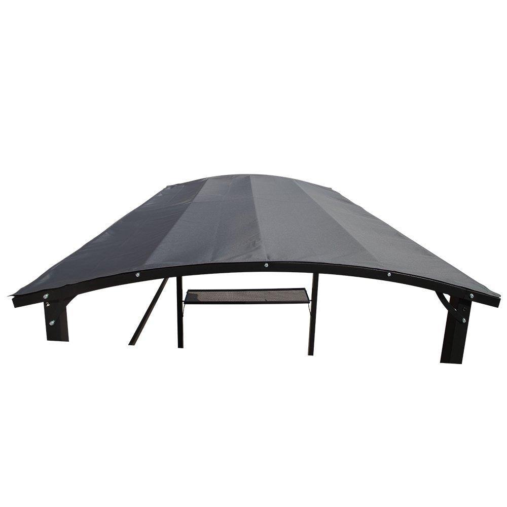 Grill Gazebo 8' by 4.6' Metal BBQ Shelter with Single-Tier Soft Top and Shelves, Grey